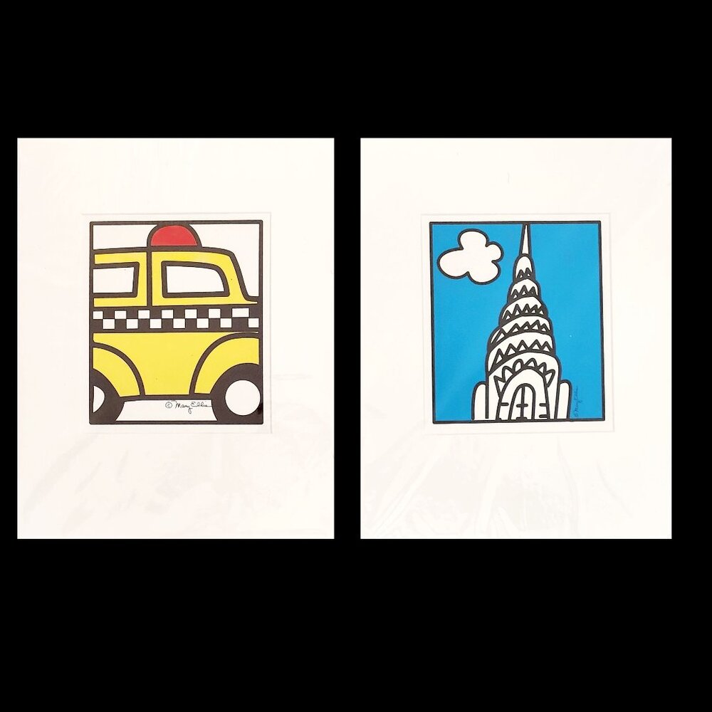 Mary Ellis Prints of Crystler Building and New York Taxi